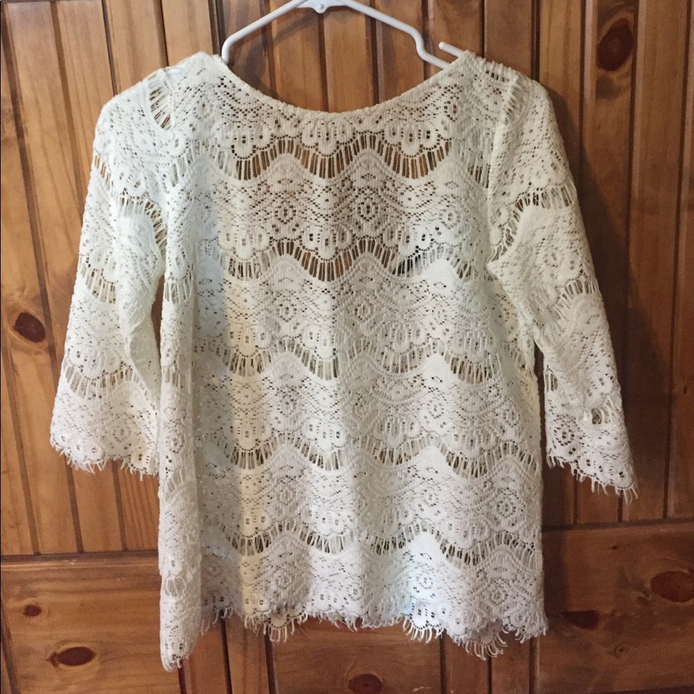 Zara Low Back  Chevron Lace Top